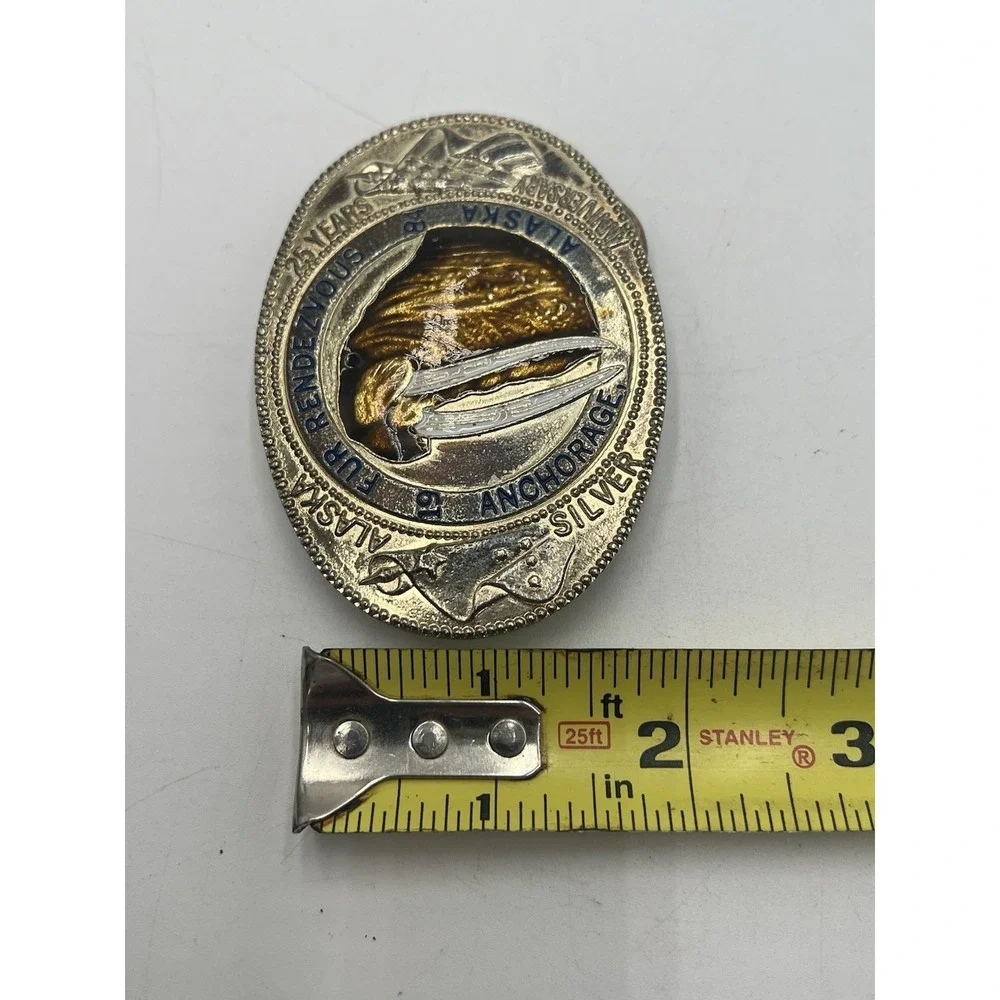 Vintage 1984 Alaska Fur Rendezvous 25 Years Anchorage Belt Buckle Walrus